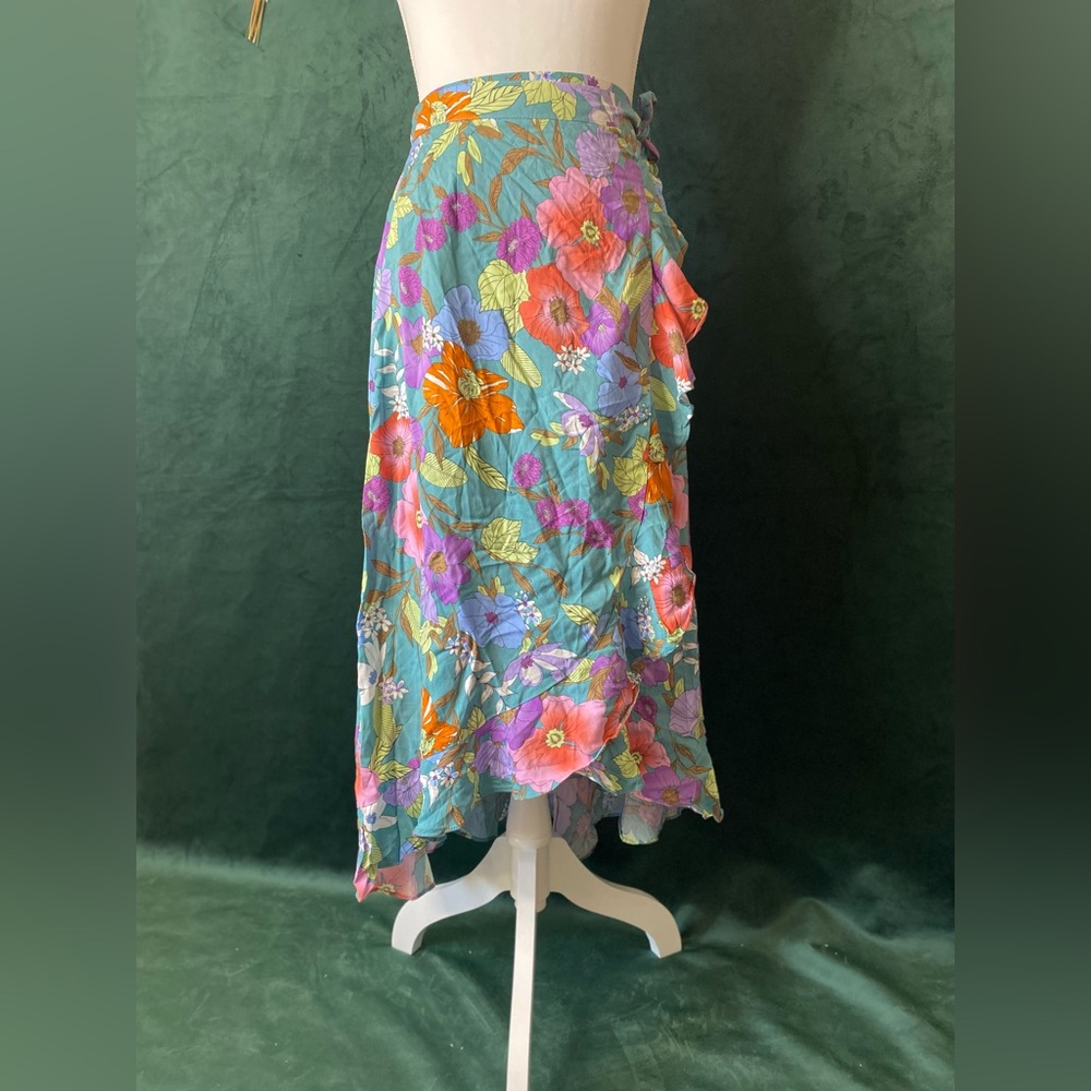 RACHEL Rachel Roy Floral Midi Skirt - Green and Pink